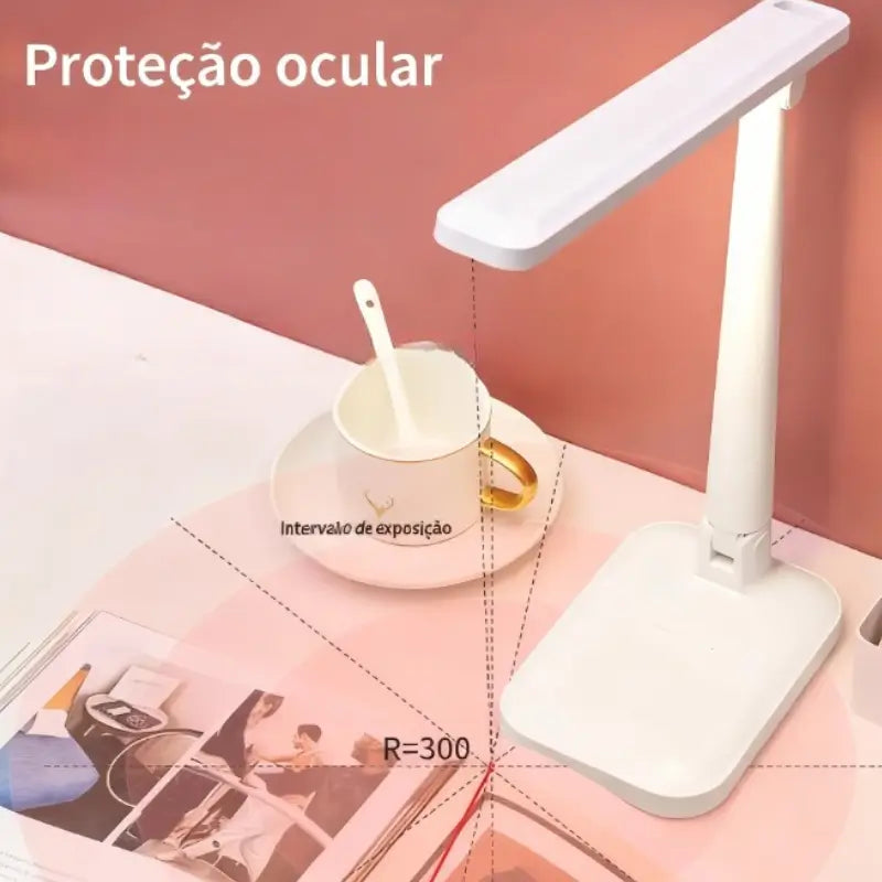 Luminária de Mesa LED Leitura Ajustável Recarregável 3 Modos