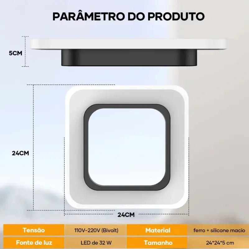 Luminária de Teto LED Moderna Plafon 3 Tons de Luz para Sala e Quarto