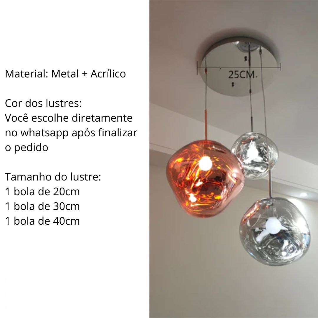 Conjunto Completo Lustre Pendente Moderno Luxuoso Macaron Nórdico Cabo Ajustável 300m