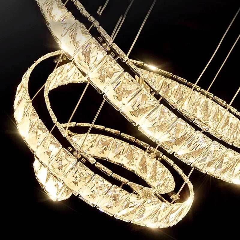 Lustre Circular Cristal Moderno Pendente Para Sala De Jantar