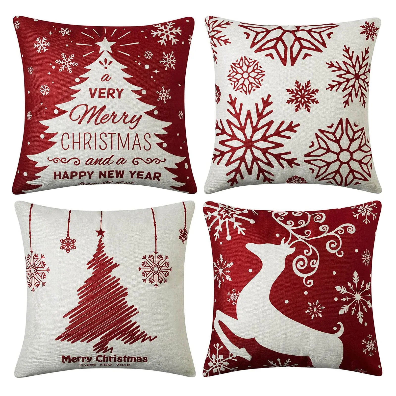 Decoração Natalina Capas de Almofada Kit 4 Peças