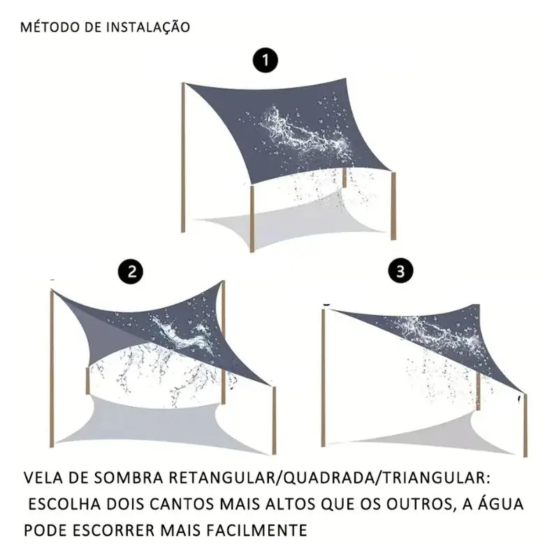 Toldo Impermeável de Sombra Exterior Com Proteção UV 3x4m