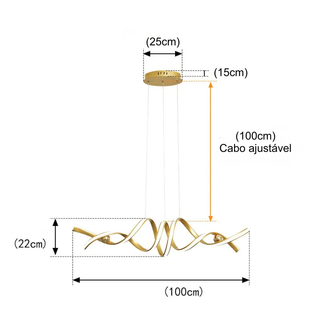 Lustre Pendente de Linear Ondas Minimalista
