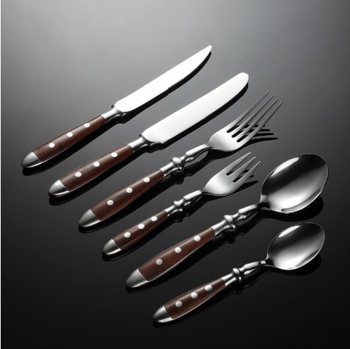 Conjunto Talheres Inox Clássicos Com Resinas Elegantes