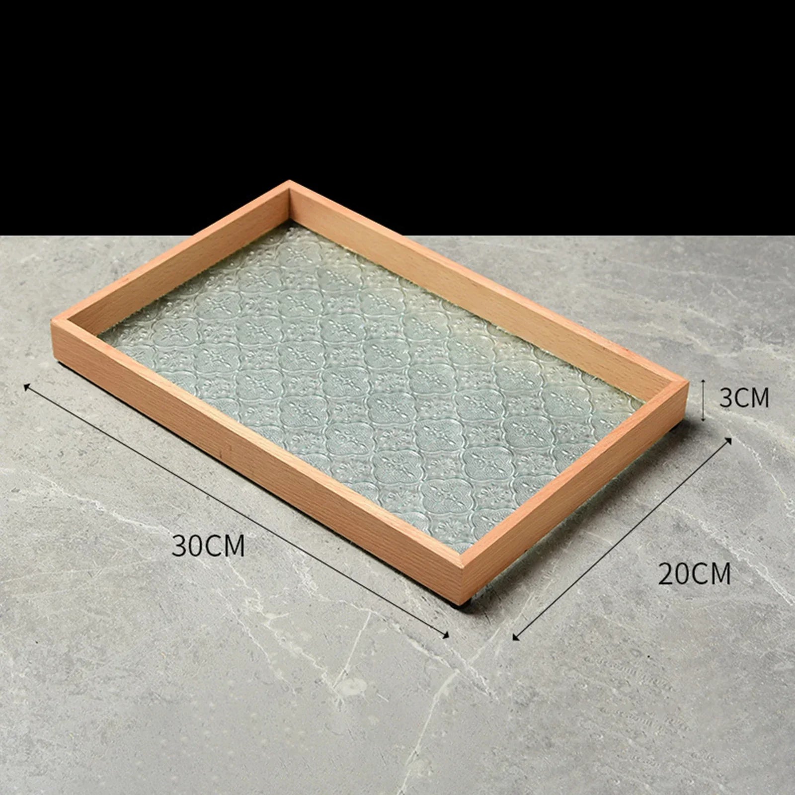 Bandeja Organizador de Vidro com Base Floral para Copos e Lanches Lavielle