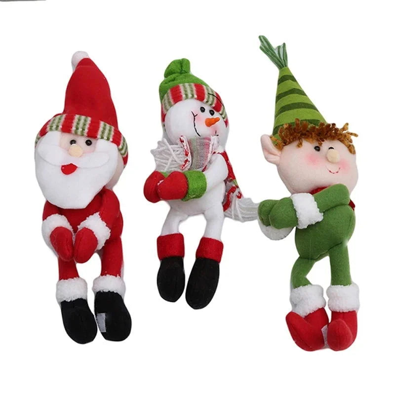Capa para Garrafa de Vinho Natalina com Papai Noel e Boneco de Neve Lavielle