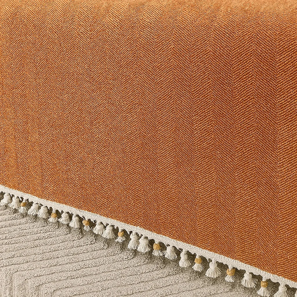 Capa para Sofá Laranja Chenille Chevron Universal com Cobertura Total Lavielle