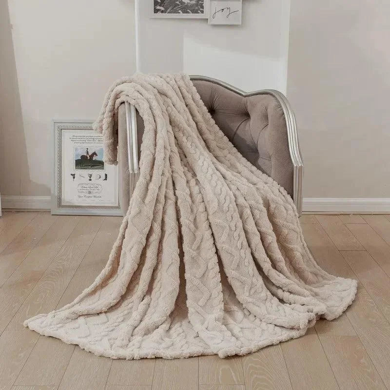 Cobertor Retangular de Microfibra Jacquard para Decoração de Sofá Lavielle