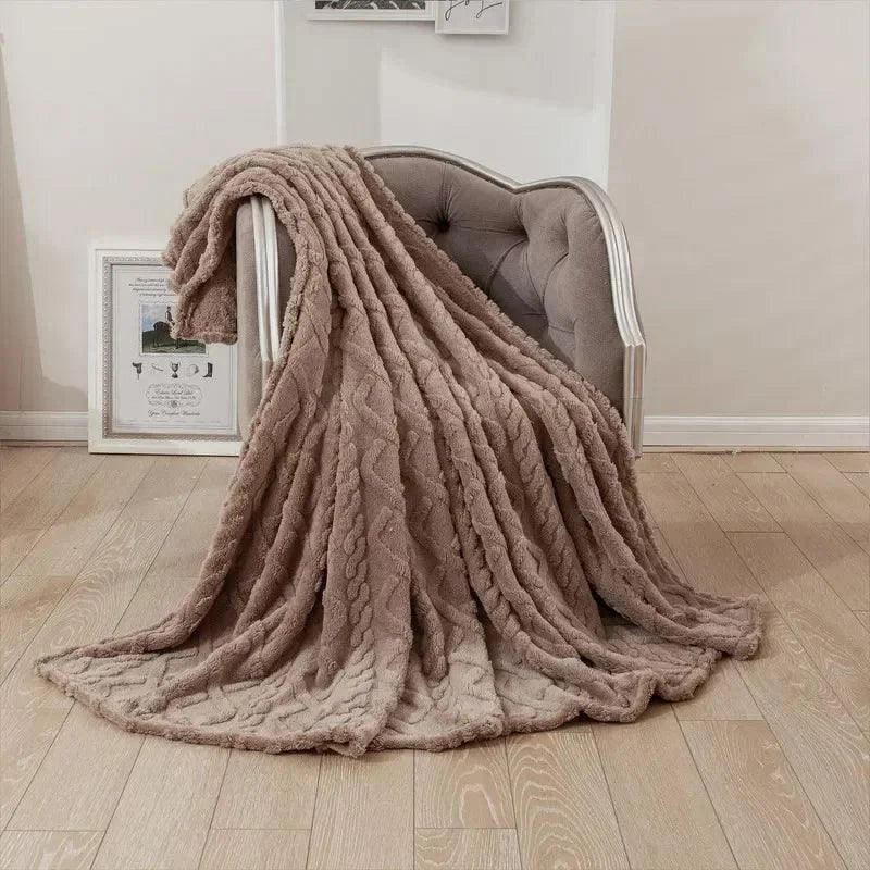 Cobertor Retangular de Microfibra Jacquard para Decoração de Sofá Lavielle