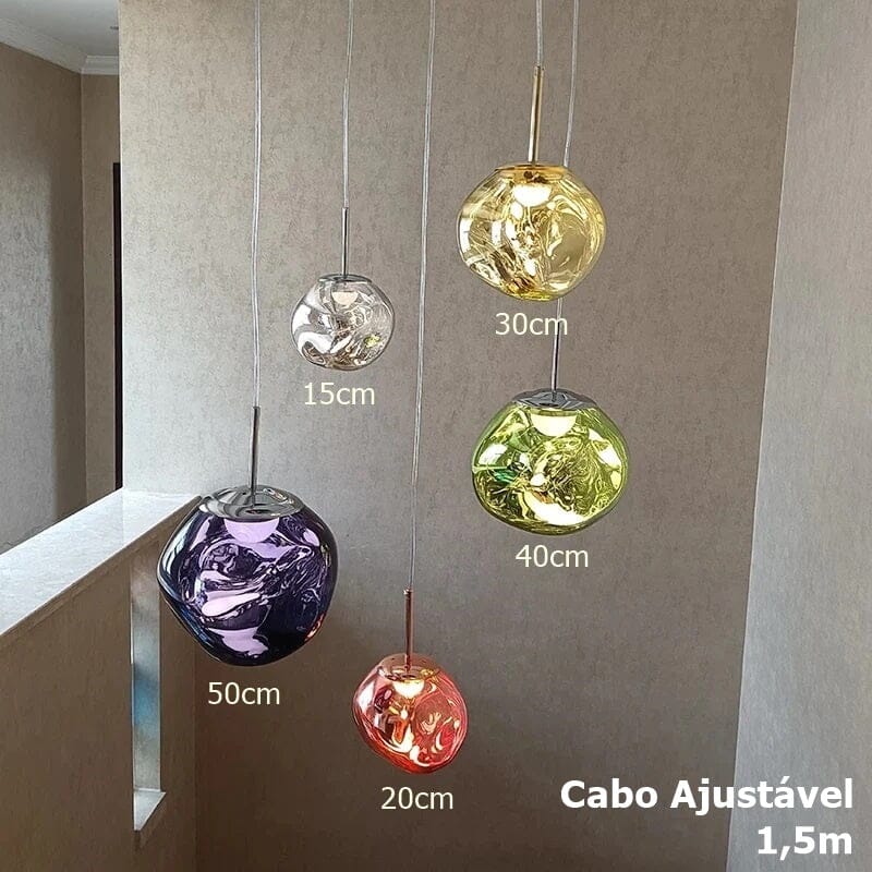 Conjunto Completo Lustre Pendente Moderno Luxuoso Lava Macaron Nórdico