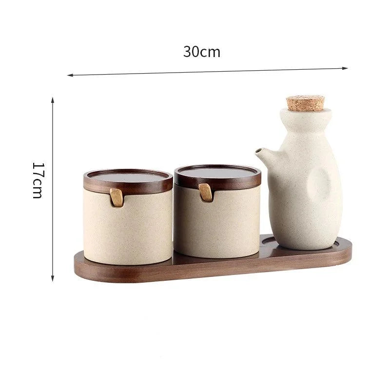 Conjunto de Potes para Temperos Cerâmica Branca Organizador para Cozinha Lavielle