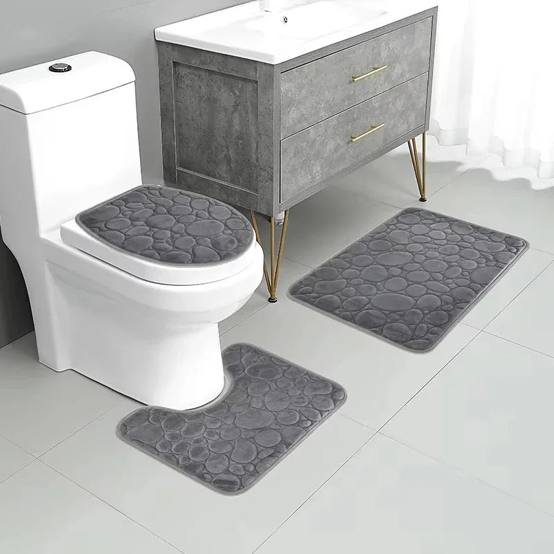 Conjunto de Tapetes Antiderrapantes 3 Peças para Banheiro Absorvente Lavielle