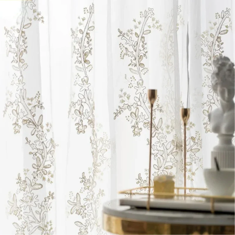 Cortina de Renda com Bordado Vazado para Sala e Quarto Lavielle