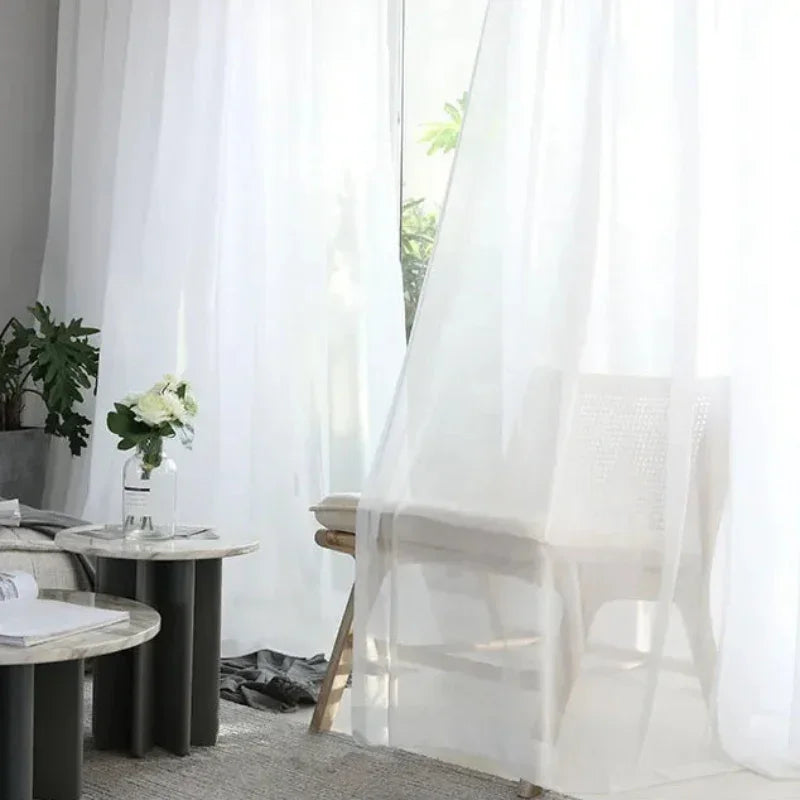 Cortina de Tule Branco Chiffon Super Leve para Sala e Quarto Lavielle