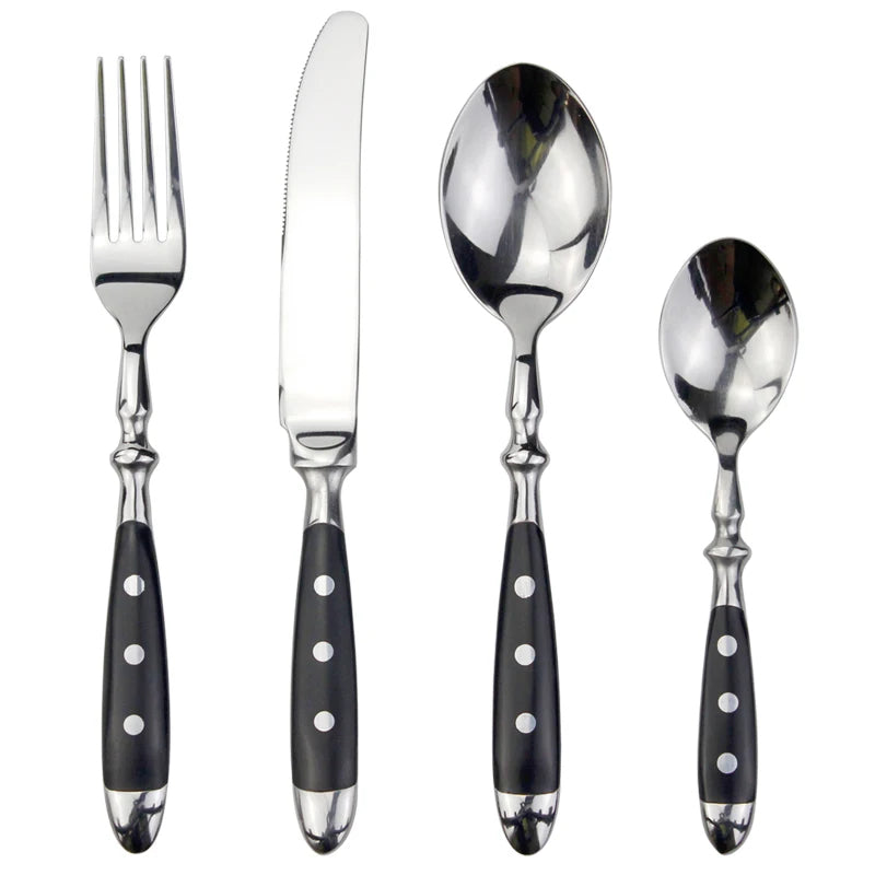 Conjunto Talheres Inox Clássicos Com Resinas Elegantes