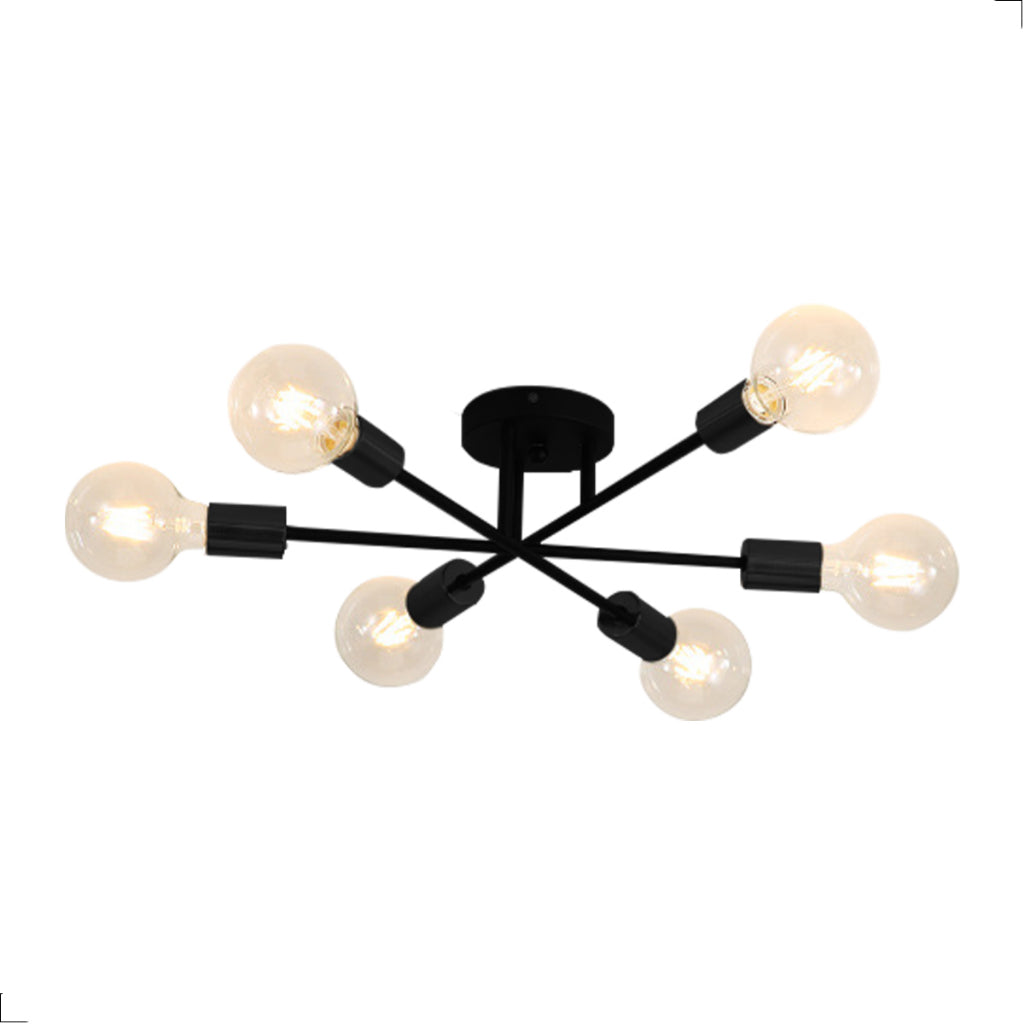 Lustre Para Sala Moderno Dourado 6 Lâmpadas