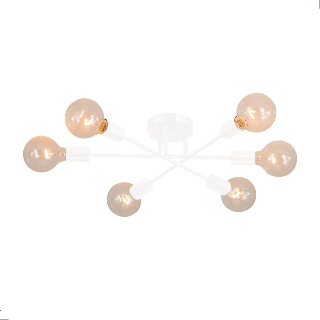 Lustre Para Sala Moderno Dourado 6 Lâmpadas