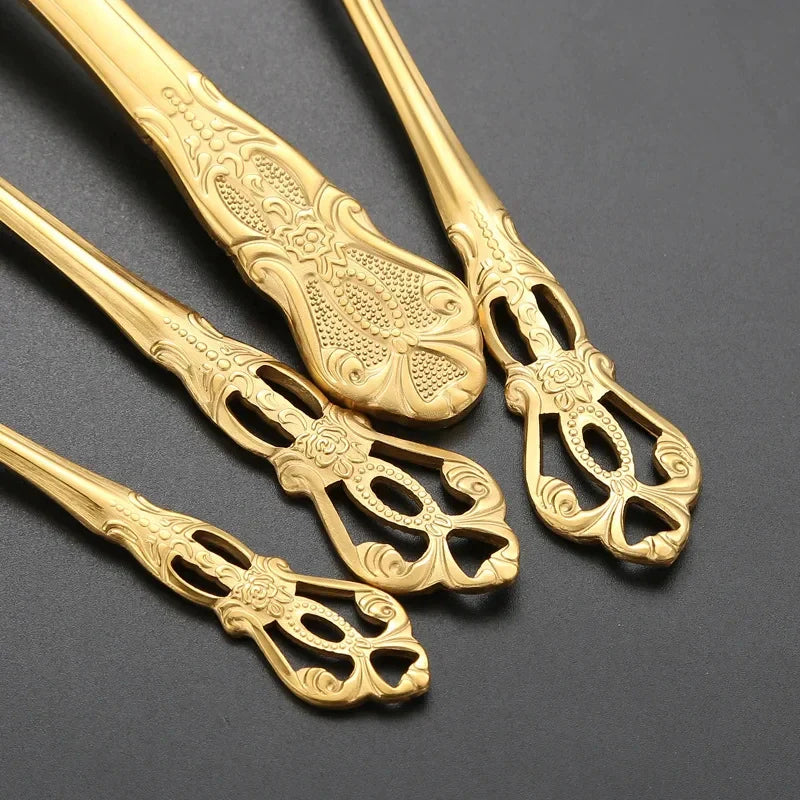 Conjunto De Talheres Dourado De Aço Inoxidável