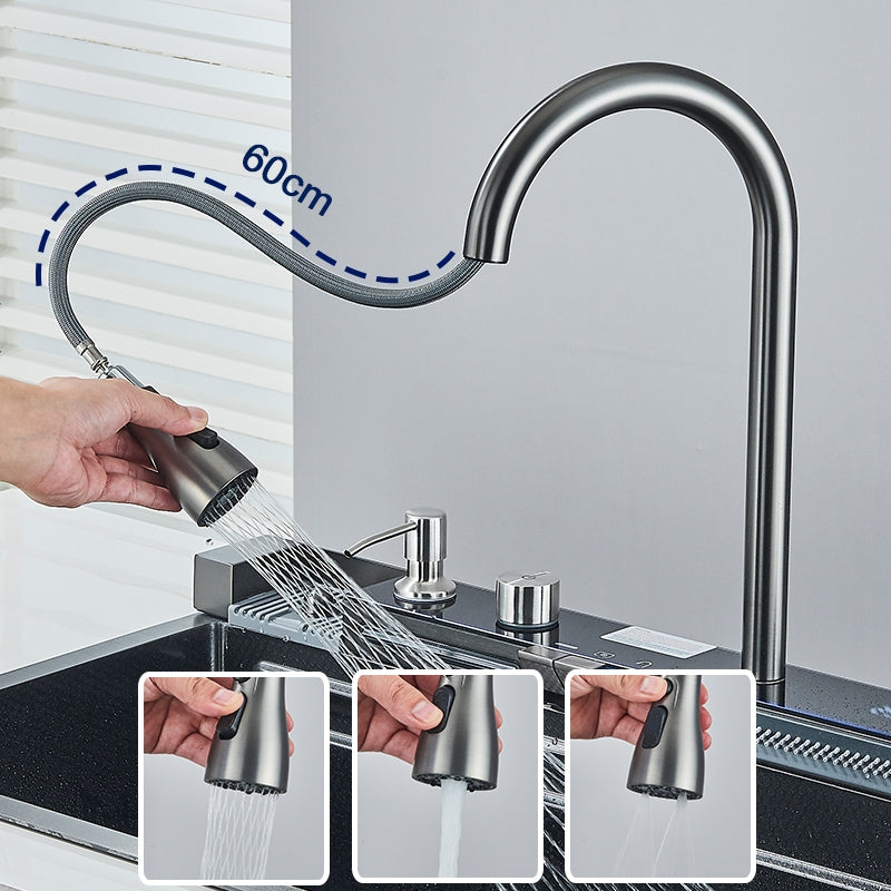 Kit Cuba Cozinha Cascata Gourmet Aço Inox Com Torneira Flexível