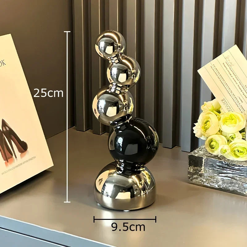 Escultura Abstrata Esférica em Cerâmica Geométrica para Sala e Escritório Lavielle