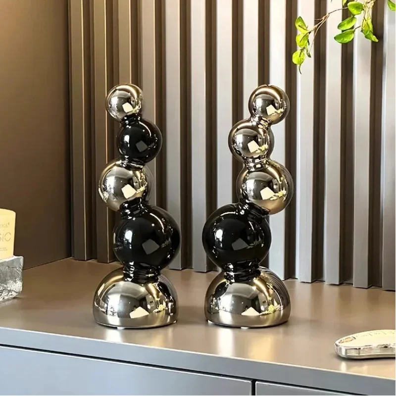 Escultura Abstrata Esférica em Cerâmica Geométrica para Sala e Escritório Lavielle