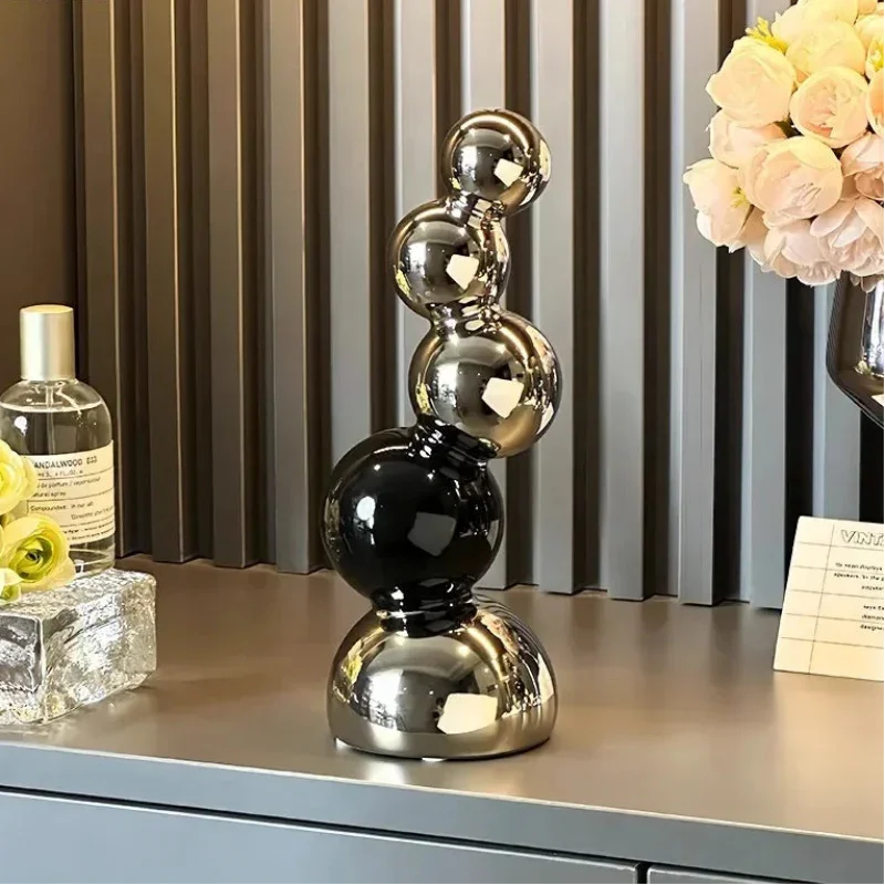Escultura Abstrata Esférica em Cerâmica Geométrica para Sala e Escritório Lavielle