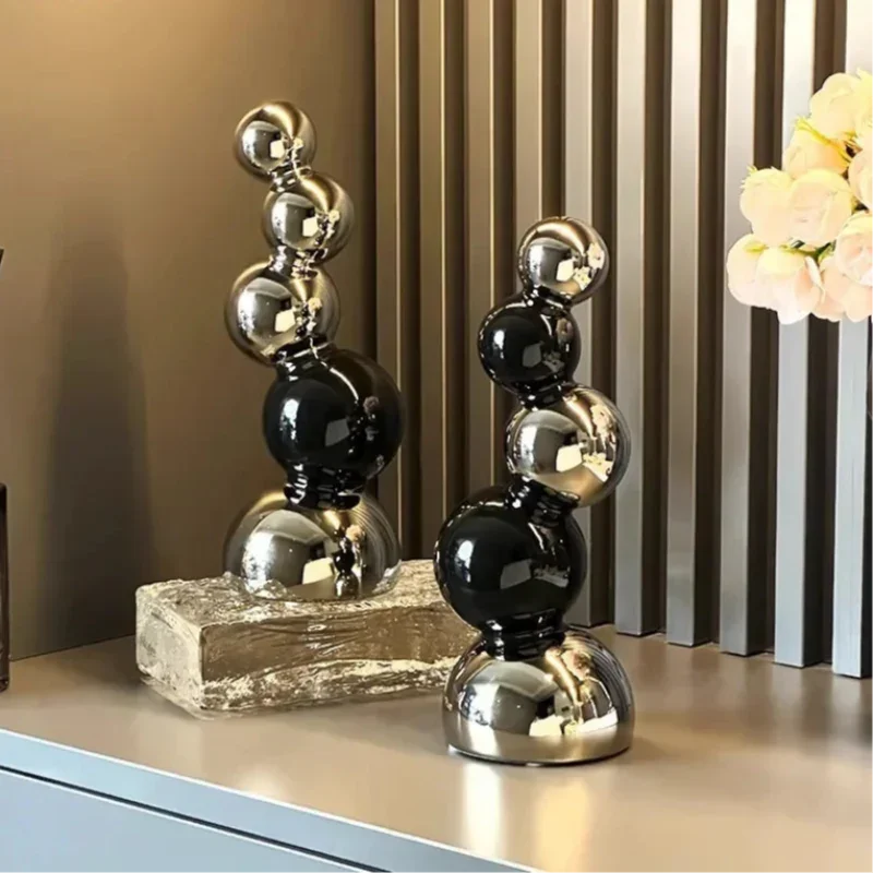 Escultura Abstrata Esférica em Cerâmica Geométrica para Sala e Escritório Lavielle