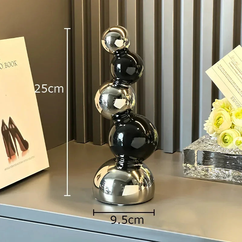 Escultura Abstrata Esférica em Cerâmica Geométrica para Sala e Escritório Lavielle