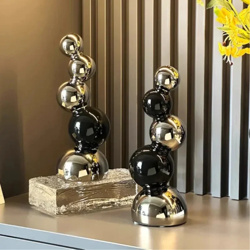 Escultura Abstrata Esférica em Cerâmica Geométrica para Sala e Escritório Lavielle