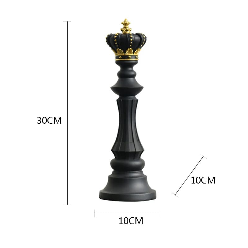 Conjunto 3 Peças Estatuetas Decorativas Peças de Xadrez Preto em Resina