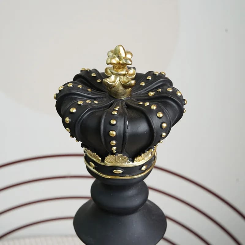 Conjunto 3 Peças Estatuetas Decorativas Peças de Xadrez Preto em Resina