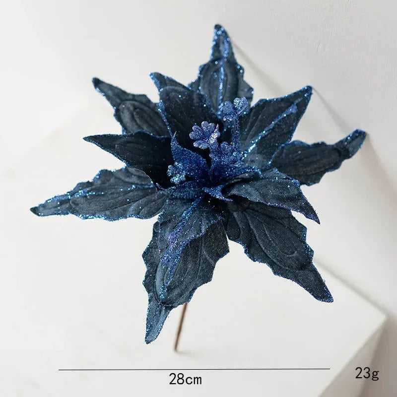 Flor Decorativa Natalina Flanela Dourada para Arranjos e árvore Lavielle