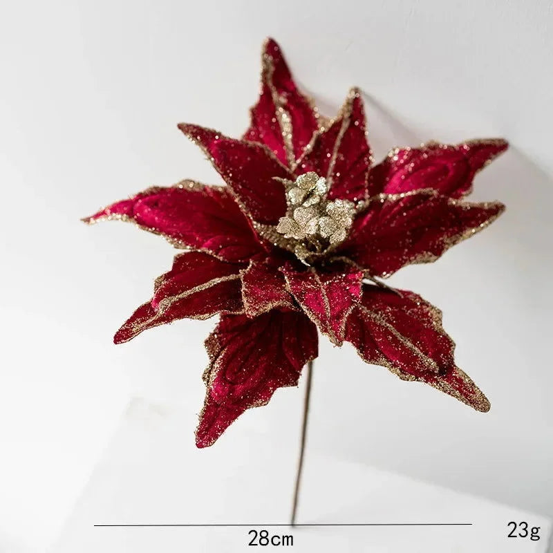 Flor Decorativa Natalina Flanela Dourada para Arranjos e árvore Lavielle