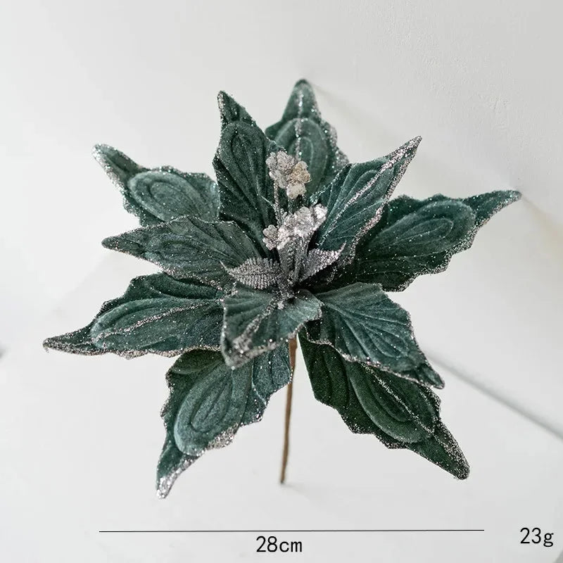 Flor Decorativa Natalina Flanela Dourada para Arranjos e árvore Lavielle
