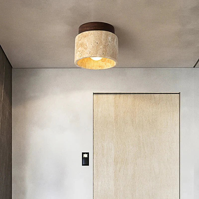 Luminária de Teto Japonesa de Mármore Estilo Wabi Sabi