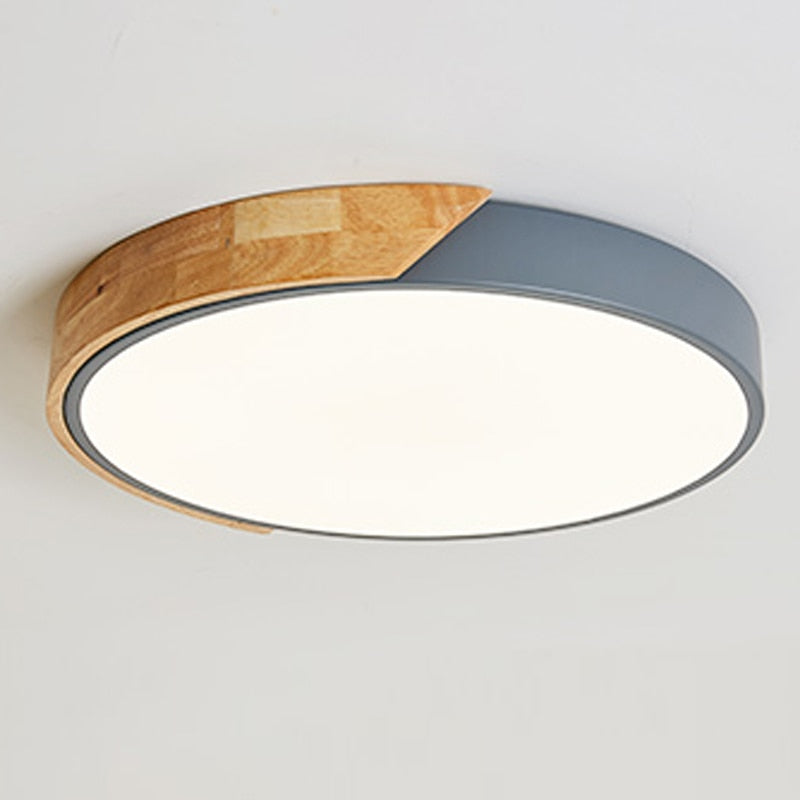 Luminária de Teto Plafon Redondo LED Estilo Nórdico Cinza 40cm