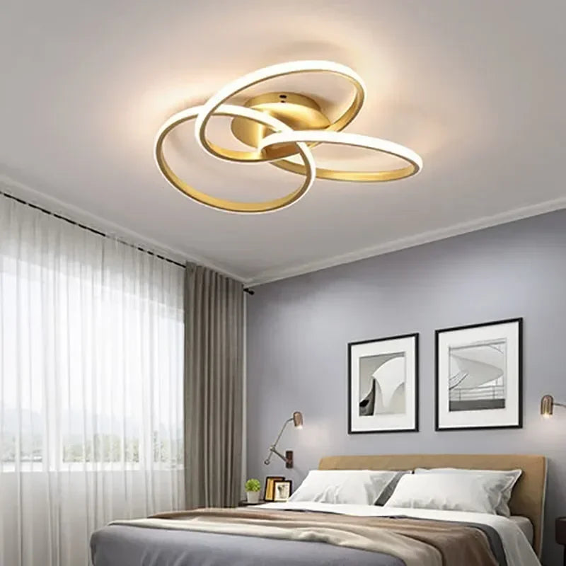 Luminária Led Trefoil Regulável Preta Branca e Dourada para Sala Lavielle