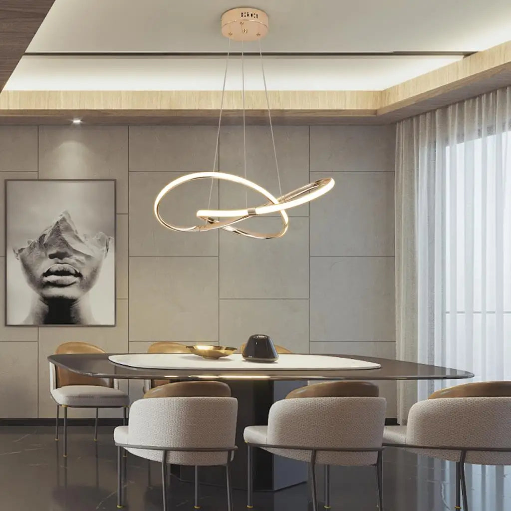 Lustre Circular Pendente Moderno Duplo em LED