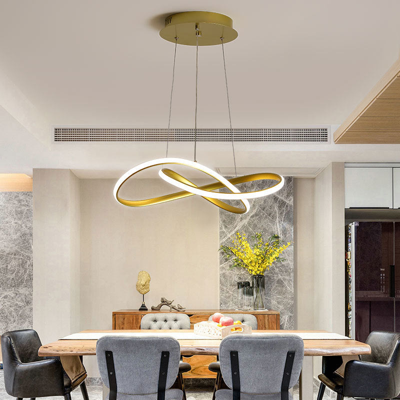 Lustre Circular Pendente Moderno Duplo em LED