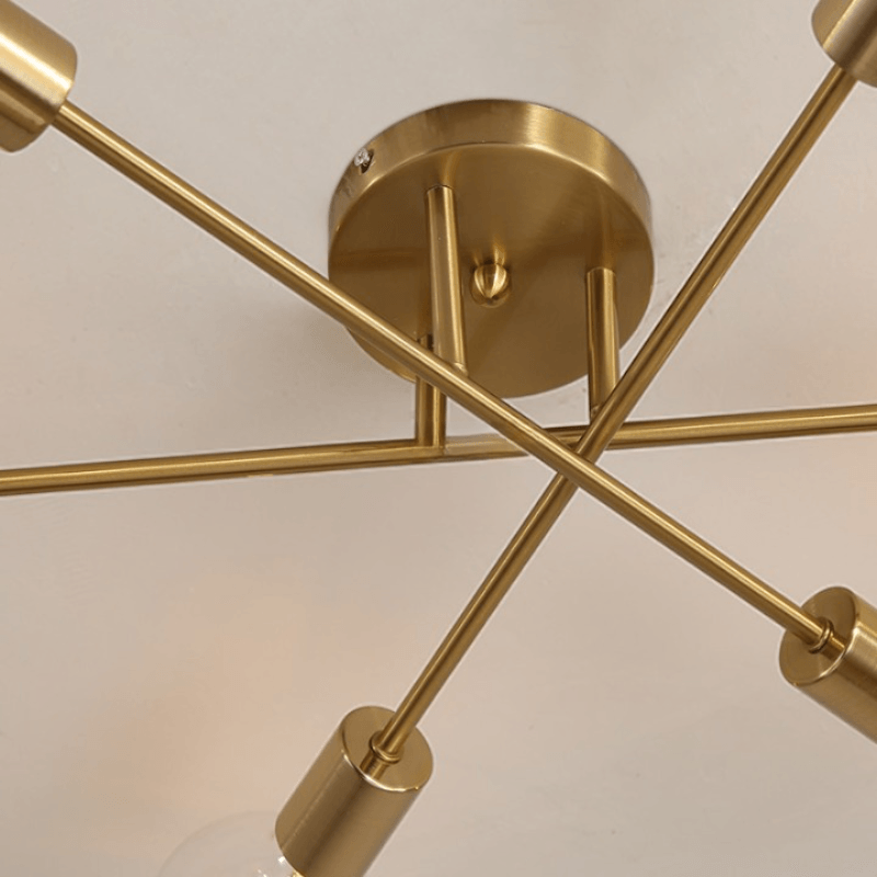 Lustre Para Sala Moderno Dourado 6 Lâmpadas