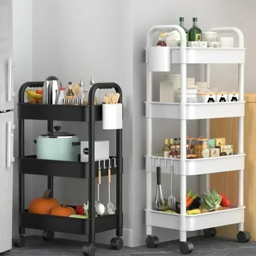 Organizador de Cozinha com Rodas Multiuso Preto ou Branco para Casa Lavielle