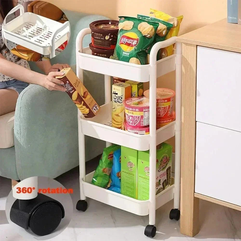 Organizador de Cozinha com Rodas Multiuso Preto ou Branco para Casa Lavielle