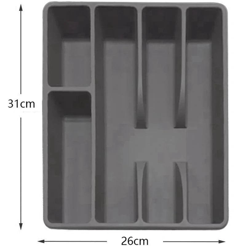 Organizador de Talheres Cinza com 5 Divisórias para Gavetas Cozinha Lavielle