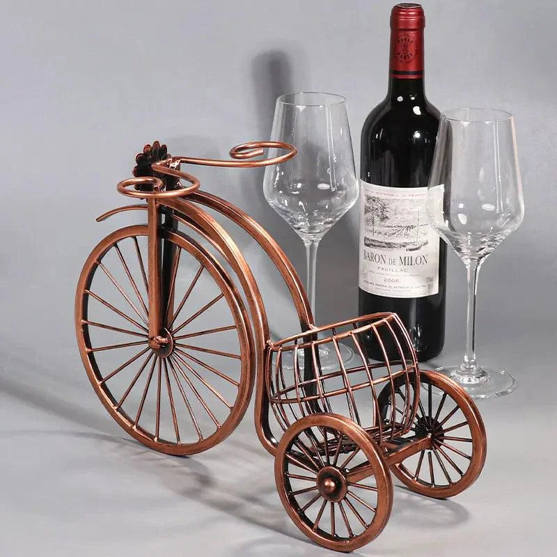 Porta Vinho Decorativo Metal Formato Bicicleta Design Retro Cobre Lavielle