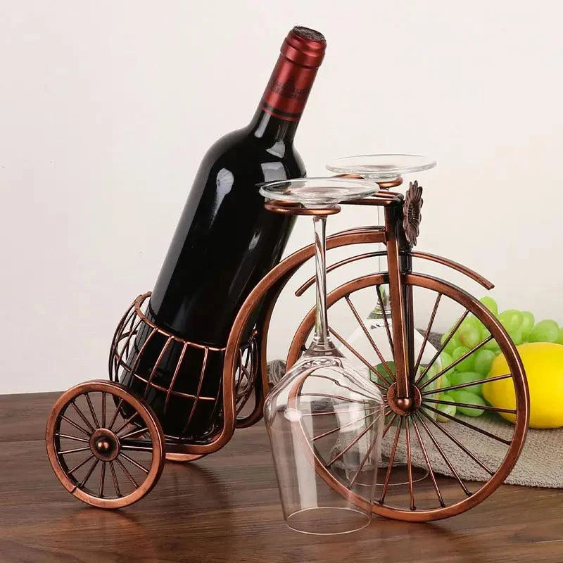 Porta Vinho Decorativo Metal Formato Bicicleta Design Retro Cobre Lavielle