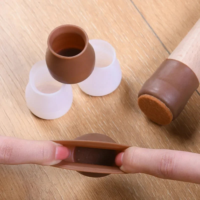 Protetor de Pés de Cadeira e Mesa em Silicone com Feltro Antiderrapante Lavielle