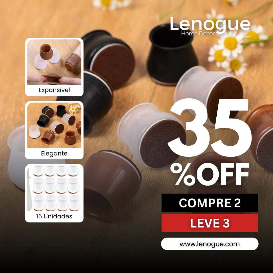 Protetor de Pés de Cadeira e Mesa em Silicone com Feltro Antiderrapante Lavielle