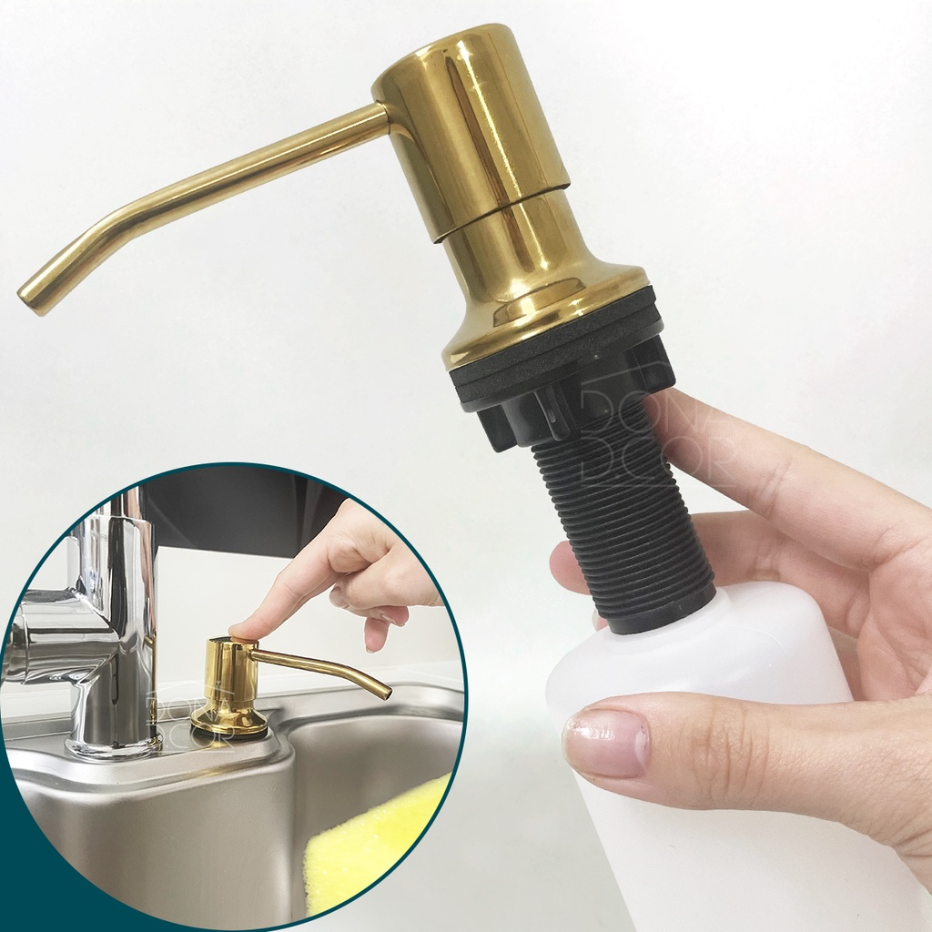 Dosador Para Pia Dourado Brilhante Inox 304 Toque De Casa
