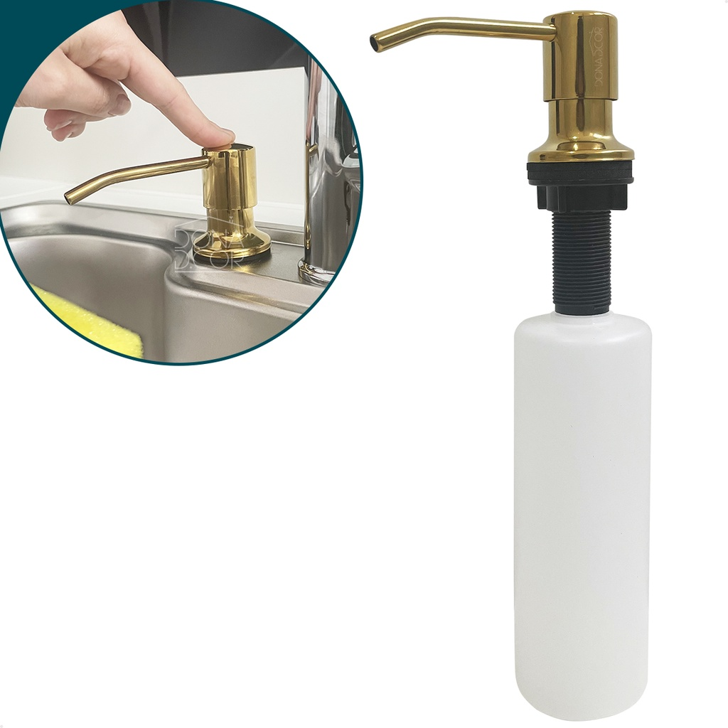 Dosador Para Pia Dourado Brilhante Inox 304 Toque De Casa