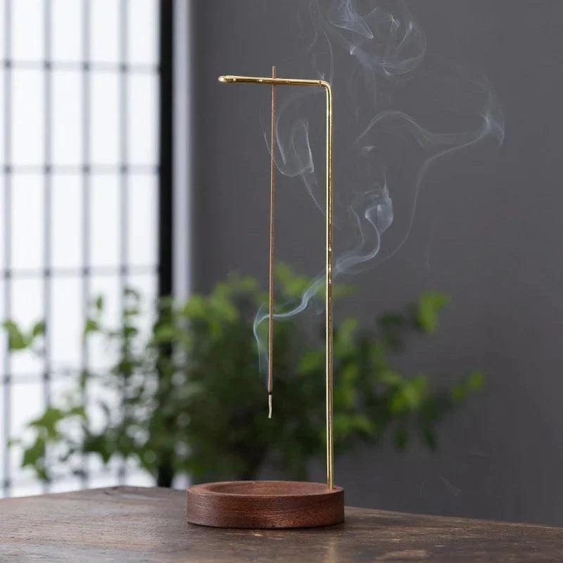 Suporte de Incenso Invertido de Madeira e Metal para Aromaterapia Lavielle